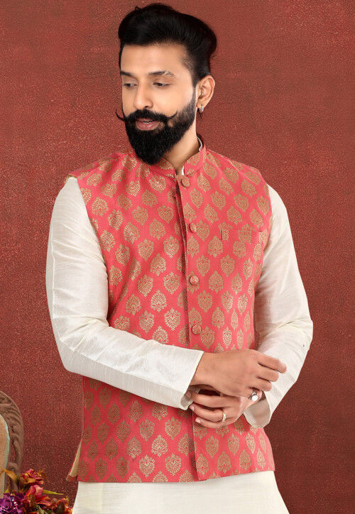 Men's Sleeve Less Silk Nehru Jacket Traditional India Waistcoat – Maple  Clothing Inc.