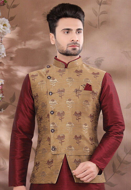 Buy Pink Silk Cotton Printed Floral Nehru Jacket For Men by Mayank Modi -  Men Online at Aza Fashions.