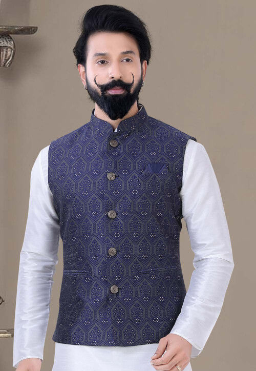 Blue nehru suit hot sale