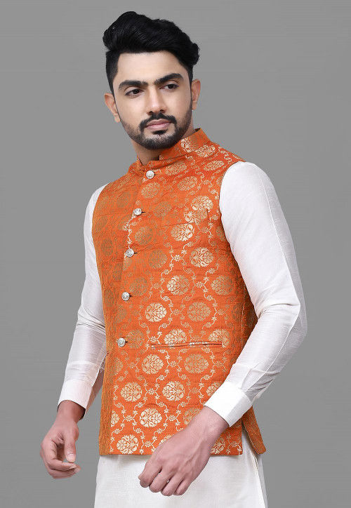 Orange colour modi jacket top