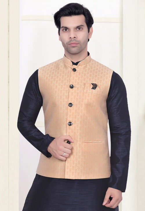 Buy Maroon Nehru Jacket And Kurta Set In Ajrak And Chevron Print, Matching  Print Kurta In Full Sleeves KALKI Fashion India