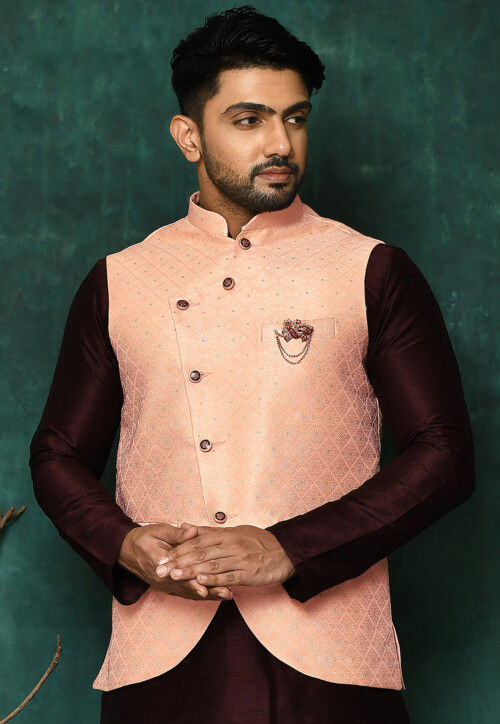 Peach nehru jacket top
