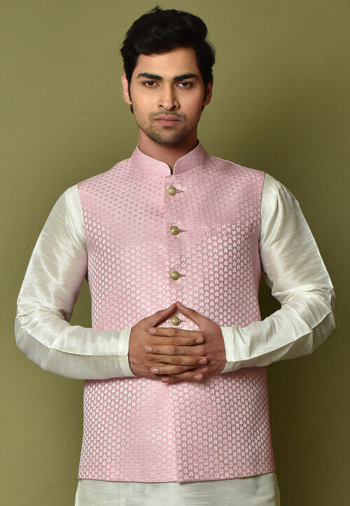 Cotton Men Light Pink Nehru Jacket at Rs 849/piece in Surat | ID:  23496777762
