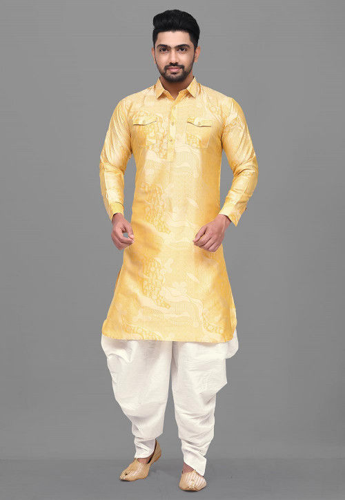 Golden pathani suit hotsell