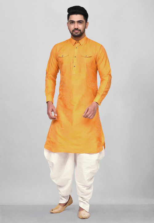 Yellow colour pathani cheap suit