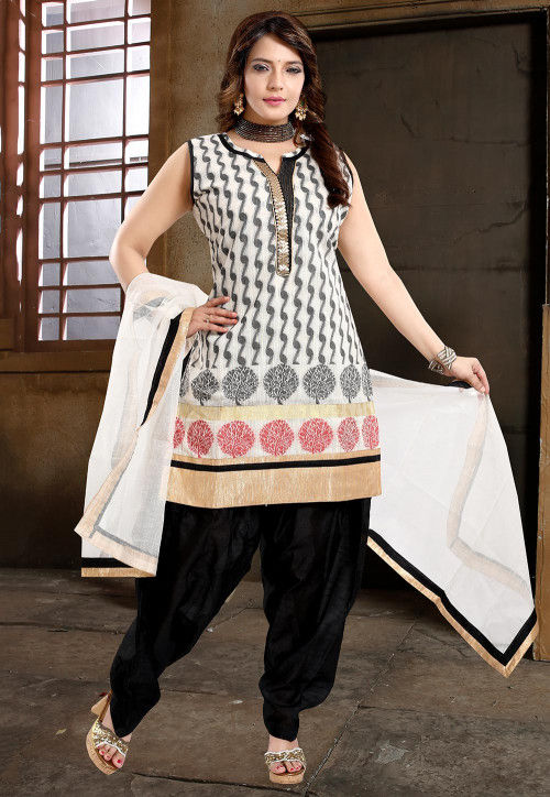 Black and white punjabi suit clearance