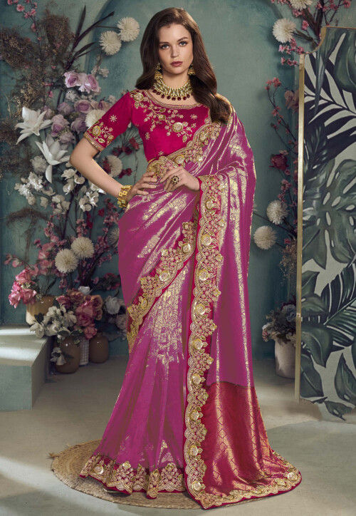 Woven Art Silk Jacquard Saree in Purple