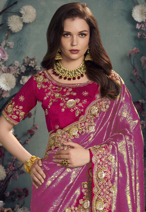 Woven Art Silk Jacquard Saree in Purple