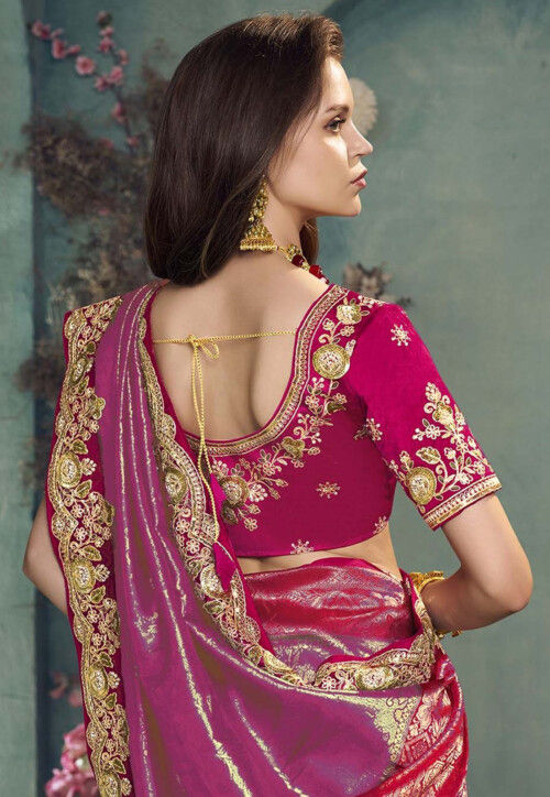 Woven Art Silk Jacquard Saree in Purple