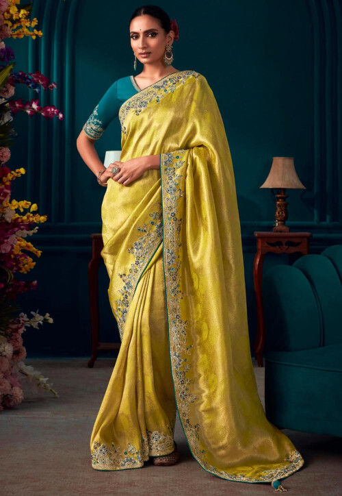 Buy Woven Art Silk Jacquard Saree in Yellow Online : SKGA2113 - Utsav  Fashion
