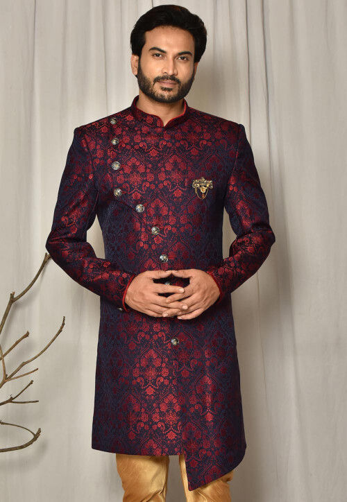 Burgundy sherwani top