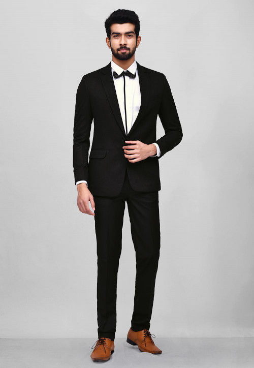 Buy Woven Art Silk Jacquard Tuxedo in Black Online : MTX1175 - Utsav ...
