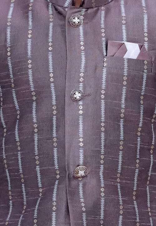 Woven Art Silk Kurta Set in Dusty Purple