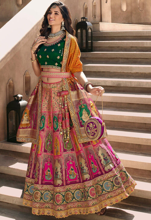 Multicolor lehenga online deals