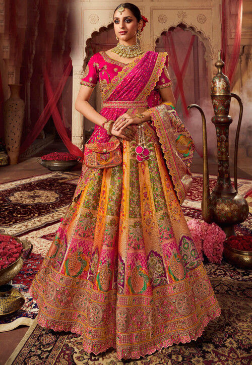 Beautiful Yellow Jacquard Silk Lehenga Choli Online | Bagtesh Fashion