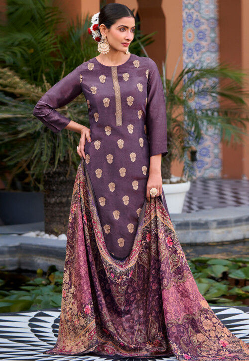 Buy Woven Art Silk Pakistani Suit in Purple Online : KPV1718 - Utsav ...