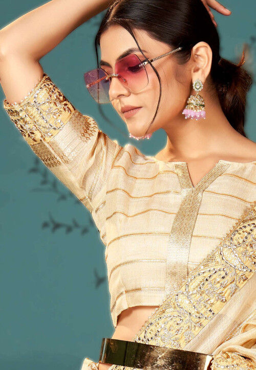 Woven Art Silk Saree in Beige