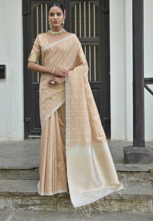 Woven Art Silk Saree in Beige