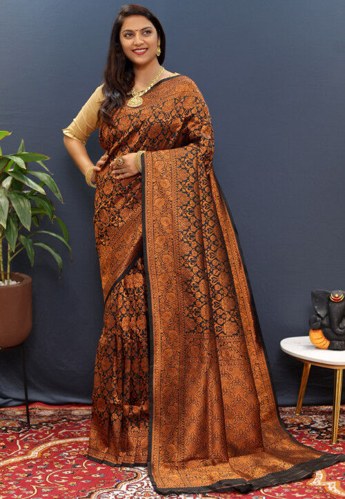 Woven Art Silk Saree in Black