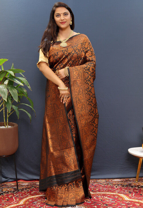 Woven Art Silk Saree in Black