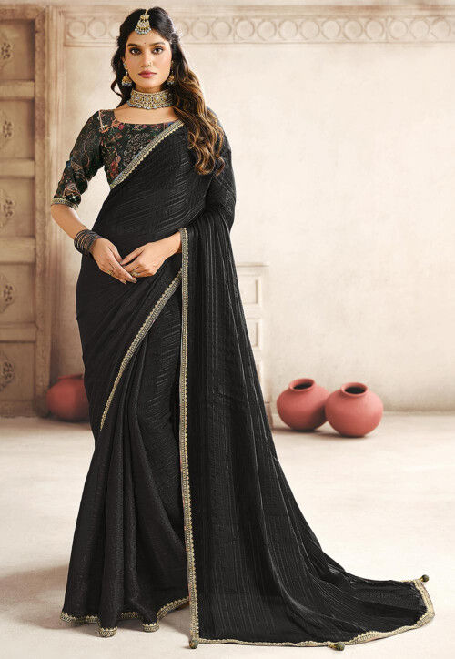 Woven Art Silk Saree in Black