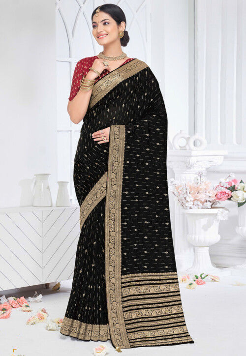 Woven Art Silk Saree in Black