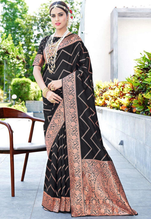 Woven Art Silk Saree in Black