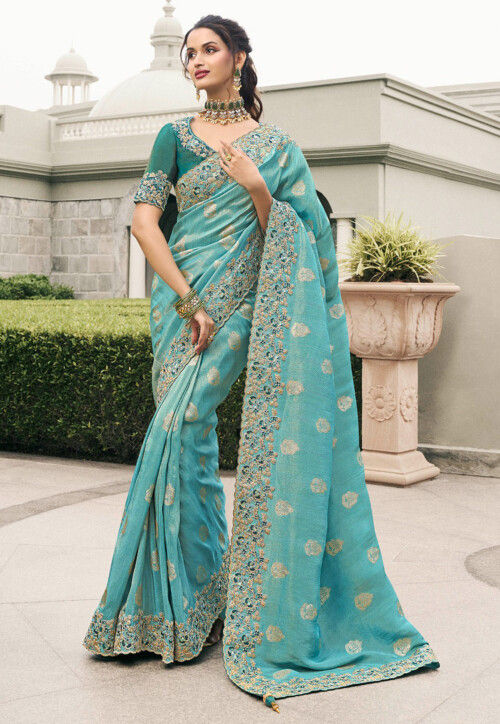 Woven Art Silk Saree in Blue