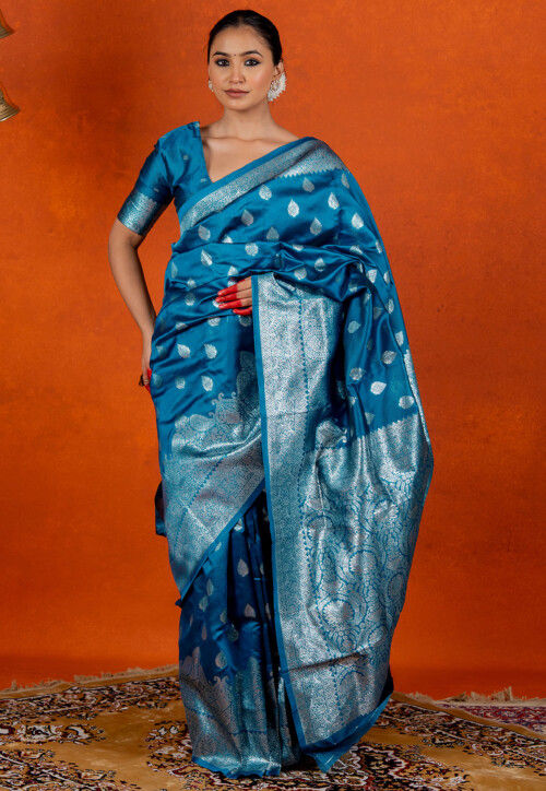 Woven Art Silk Saree in Blue