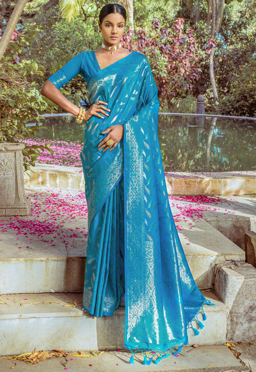 Woven Art Silk Saree in Blue