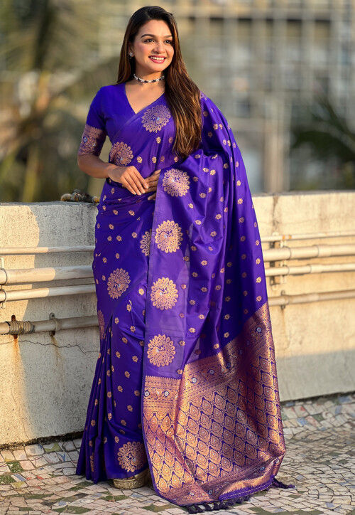 Woven Art Silk Saree in Blue