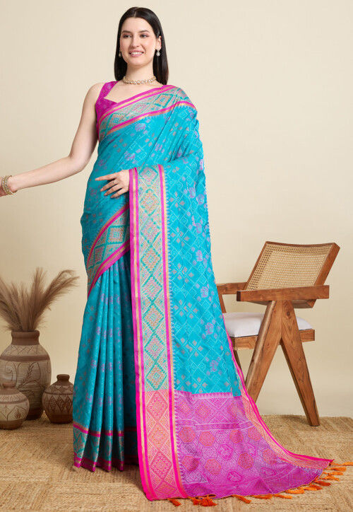 Woven Art Silk Saree in Blue