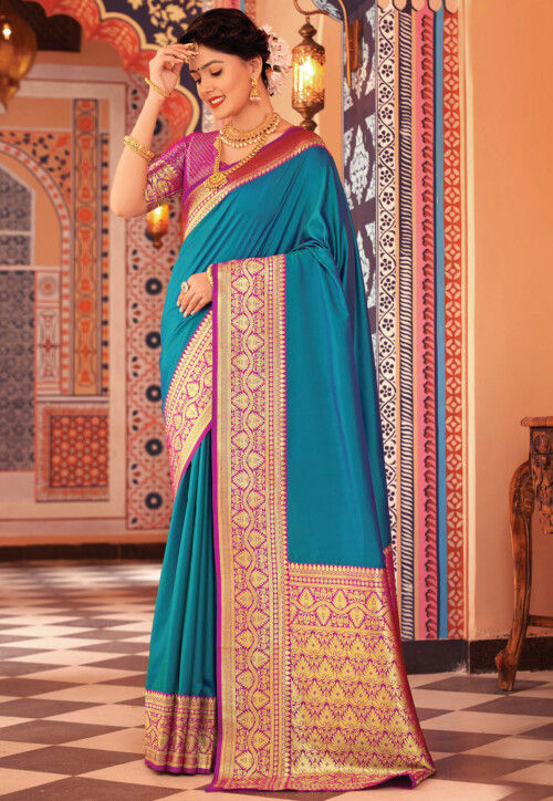 Woven Art Silk Saree in Blue