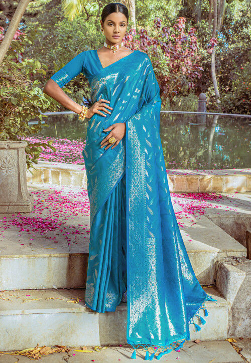 Woven Art Silk Saree in Blue