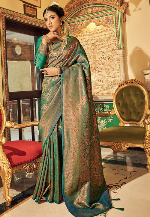 Celebrations Special Green Silk Finest Saree Blouse for All Occasion