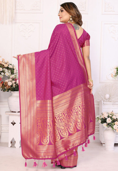 Woven Art Silk Saree in Fuchsia