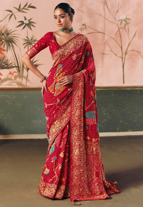 Woven Art Silk Saree in Fuchsia