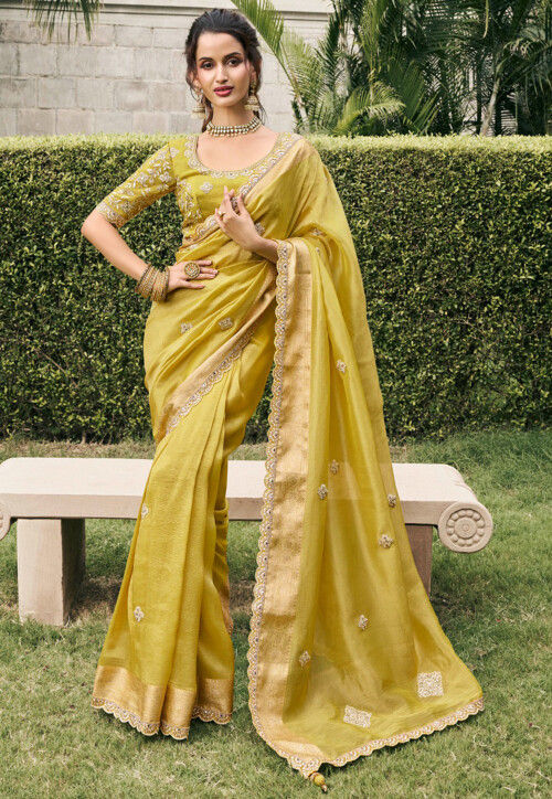 Woven Art Silk Saree in Green