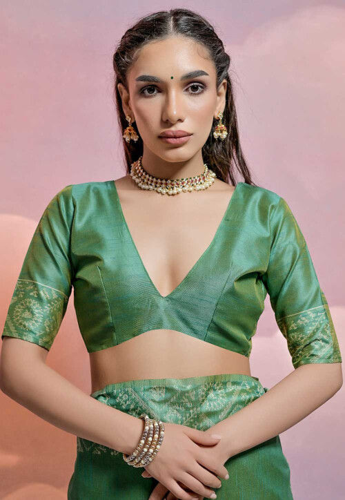 Woven Art Silk Saree in Green