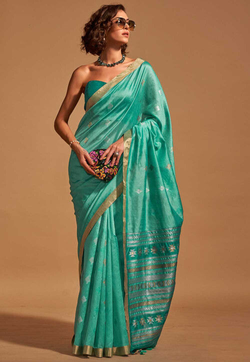 Woven Art Silk Saree in Light Blue