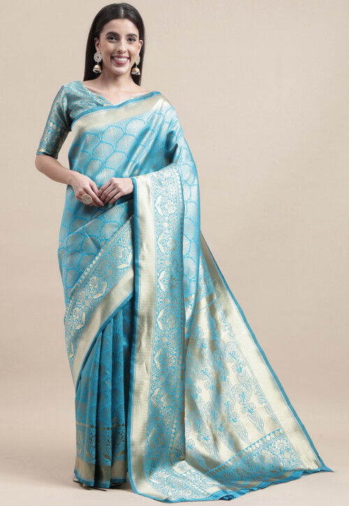 Light Blue Butterfly Saree – House Of Jamoti