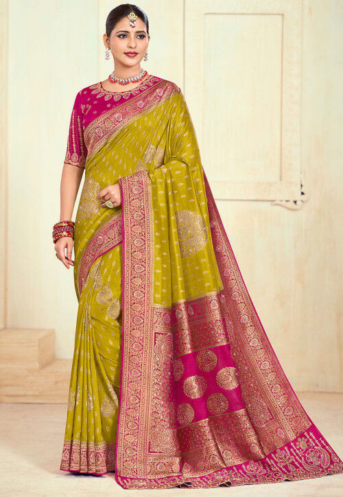 Woven Art Silk Saree in Light Green