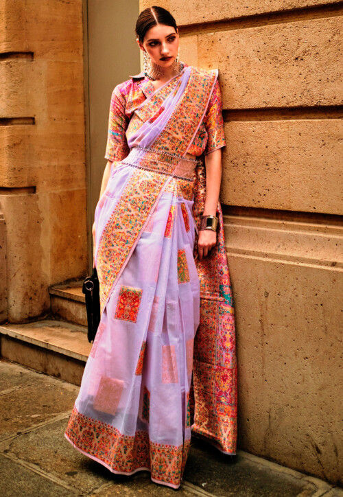 Woven Art Silk Saree in Light Purple