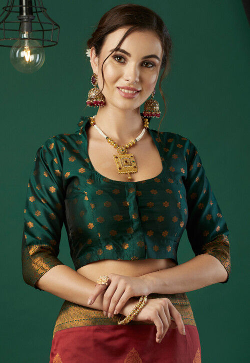 Woven Art Silk Saree in Maroon