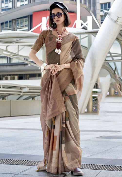 Woven Art Silk Saree in Multicolor