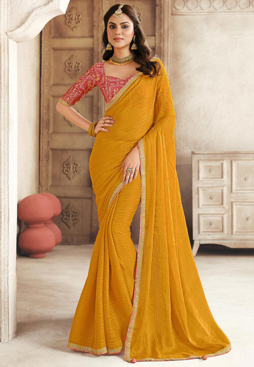 Woven Art Silk Saree in Mustard