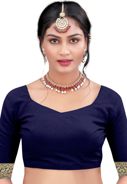 Woven Art Silk Saree in Navy Blue