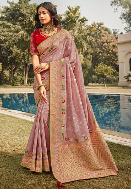 Gajari Pink Readymade Bride Designer Solid Plain Saree Blouse for Women  Wear Poly Silk Sari Choli Indian Wedding Wear Fabric Craft Tunic Top - Etsy
