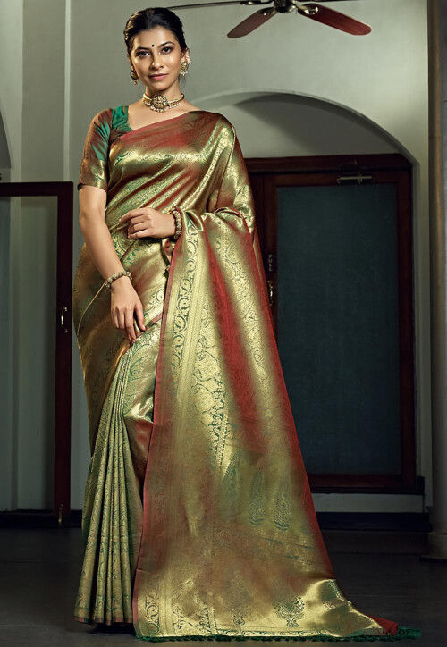 Peacock Blue Two Tone Silk Sari | Party wear sarees, Saree designs, Blue silk  saree