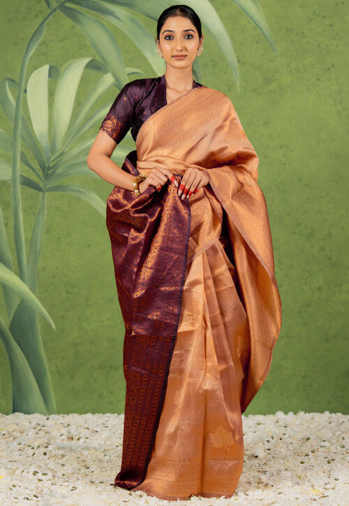 Woven Art Silk Saree in Orange